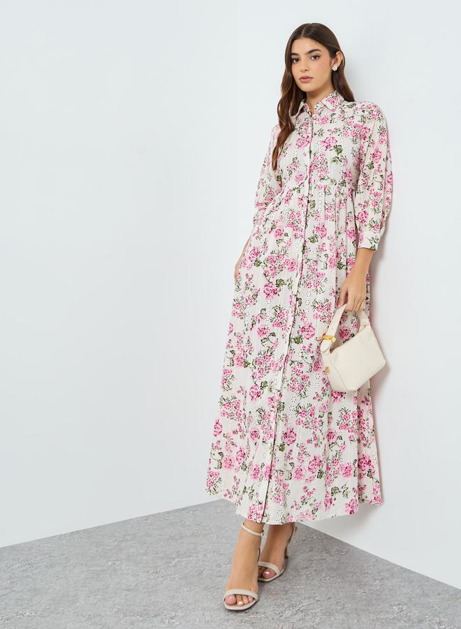 ستايلي فستان ماكسي بأزرار وطبعة زهور - Image 5